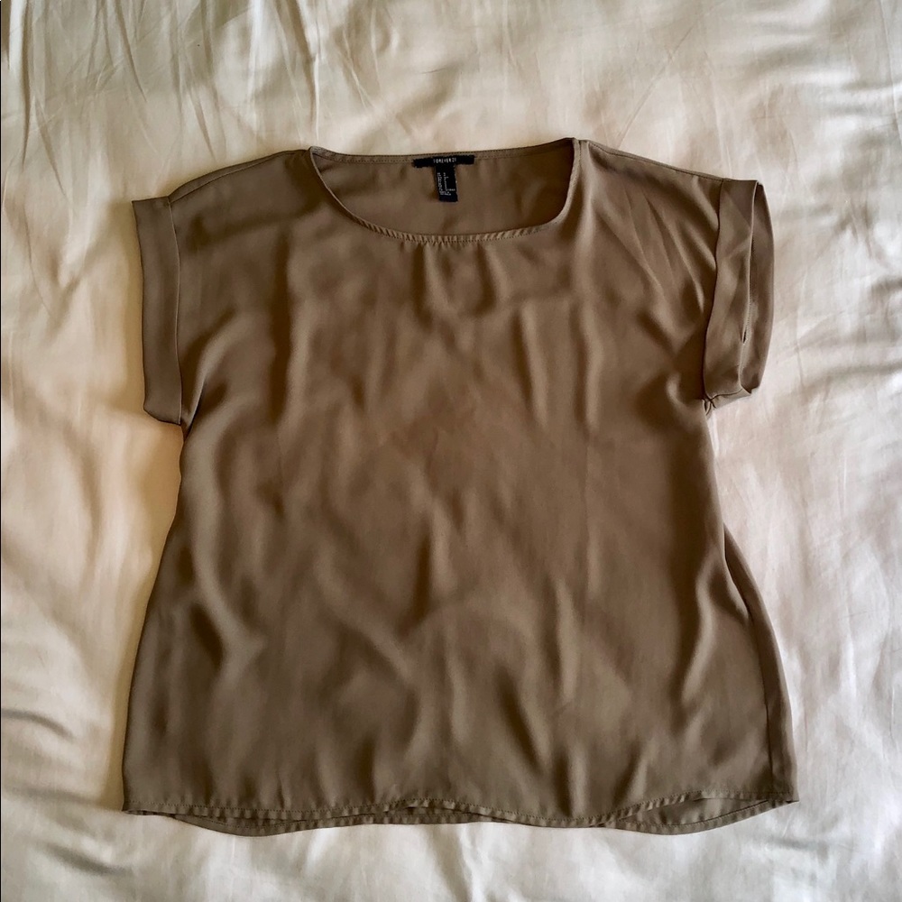 Olive Green Cuffed Blouse - Like New